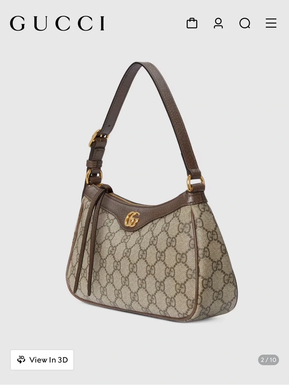 Gucci Beige/Brown GG Supreme Canvas Shoulder Bag with Gold Hardware